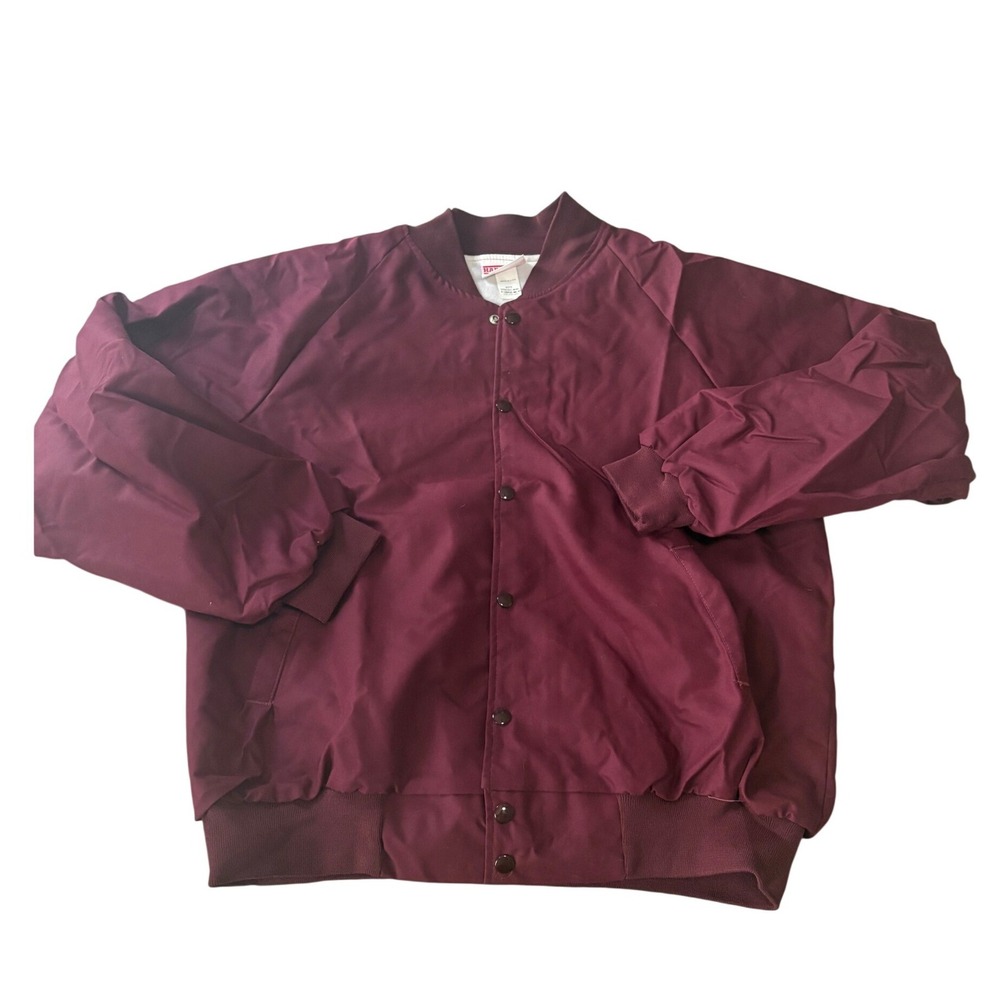 Hartwell Mens Vintage Maroon Bomber Jacket XL Made in USA Snap Front Jacket